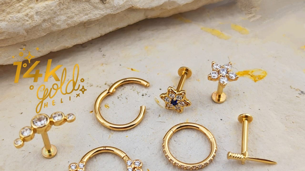 Piercings en oro sólido 14K: elegancia duradera y máxima compatibilidad