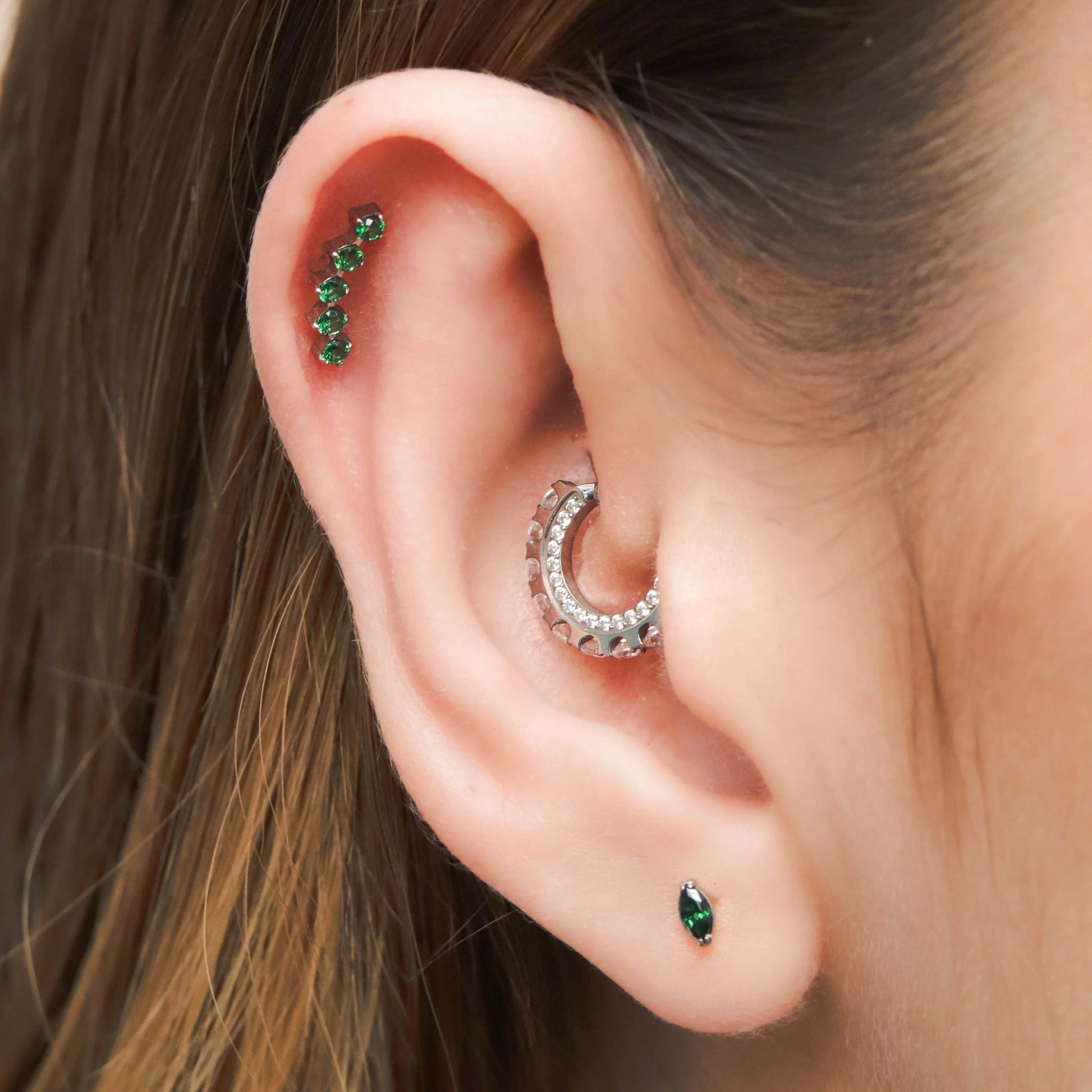 Green Titanium Penta Labret