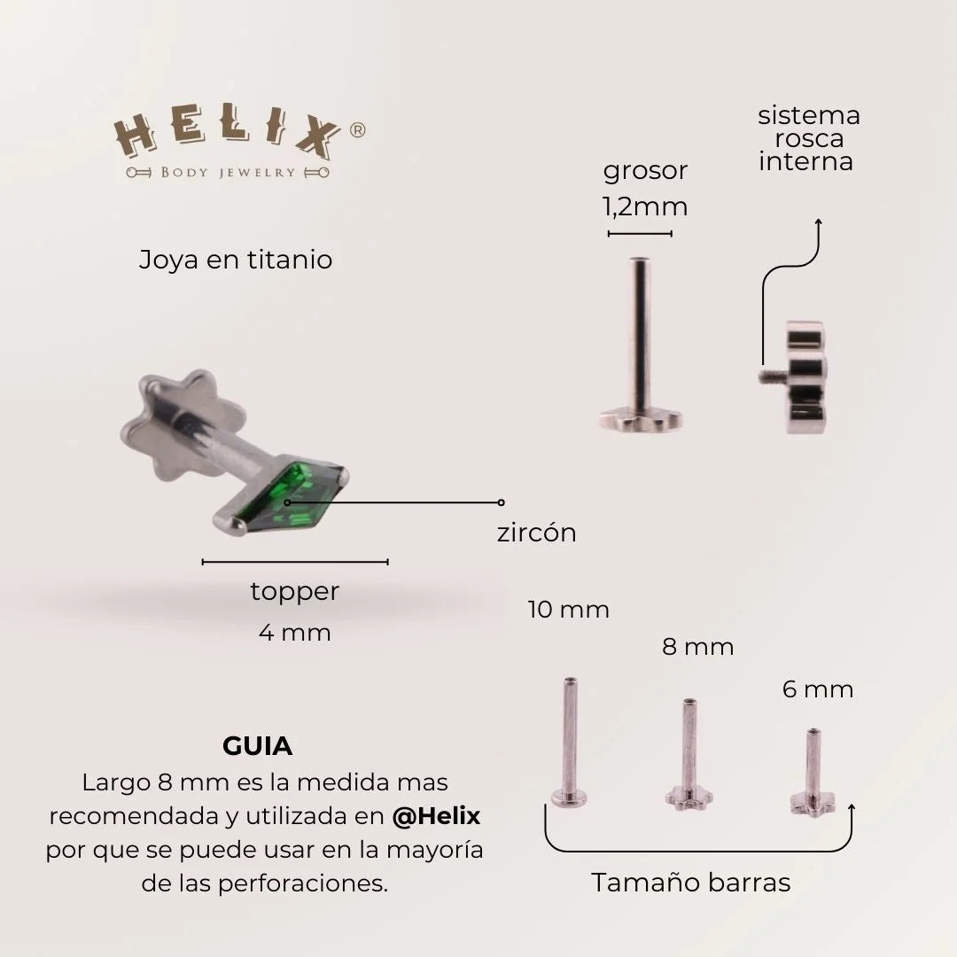 Labret Triángulo Verde en Titanio
