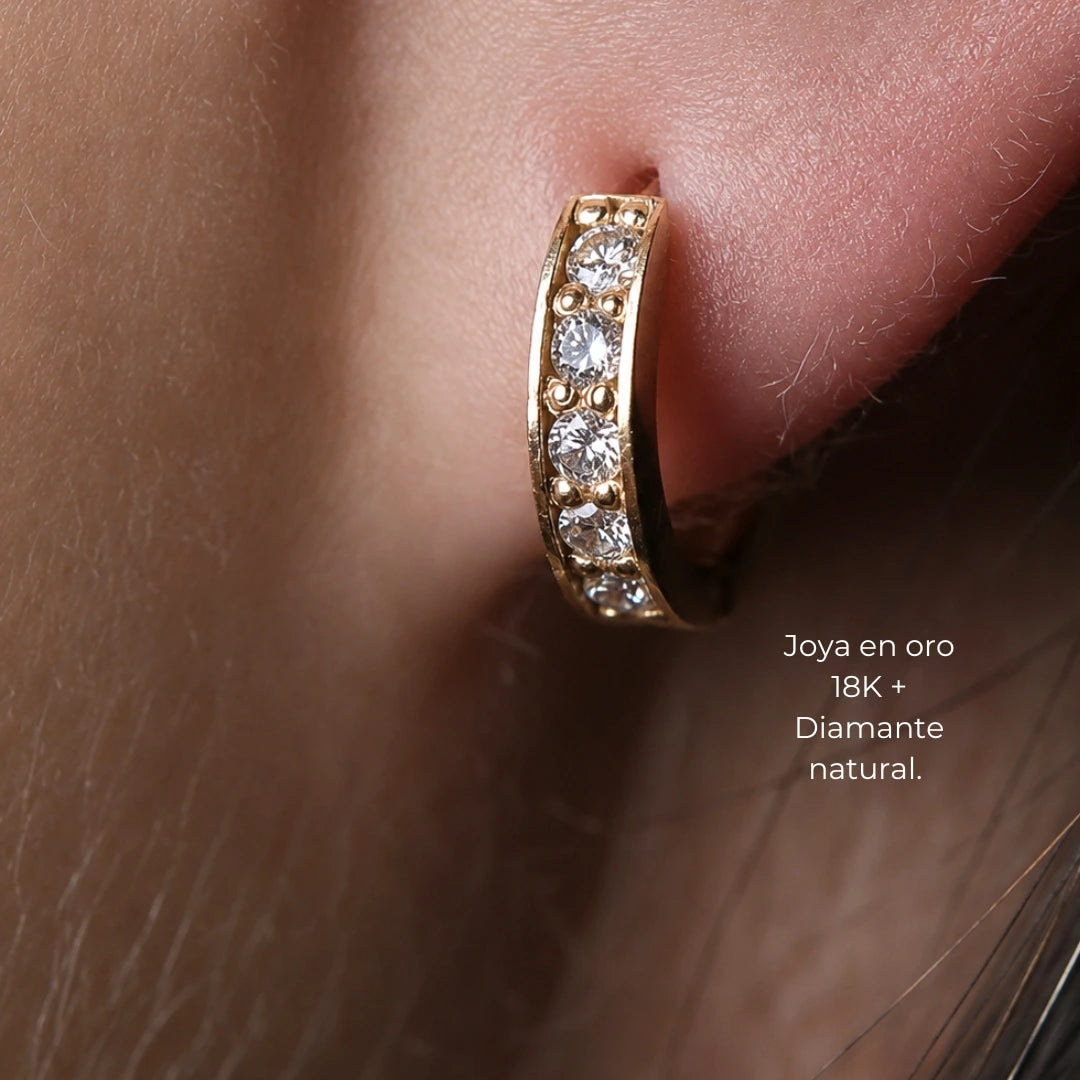Candongas con Diamantes Oro 18K