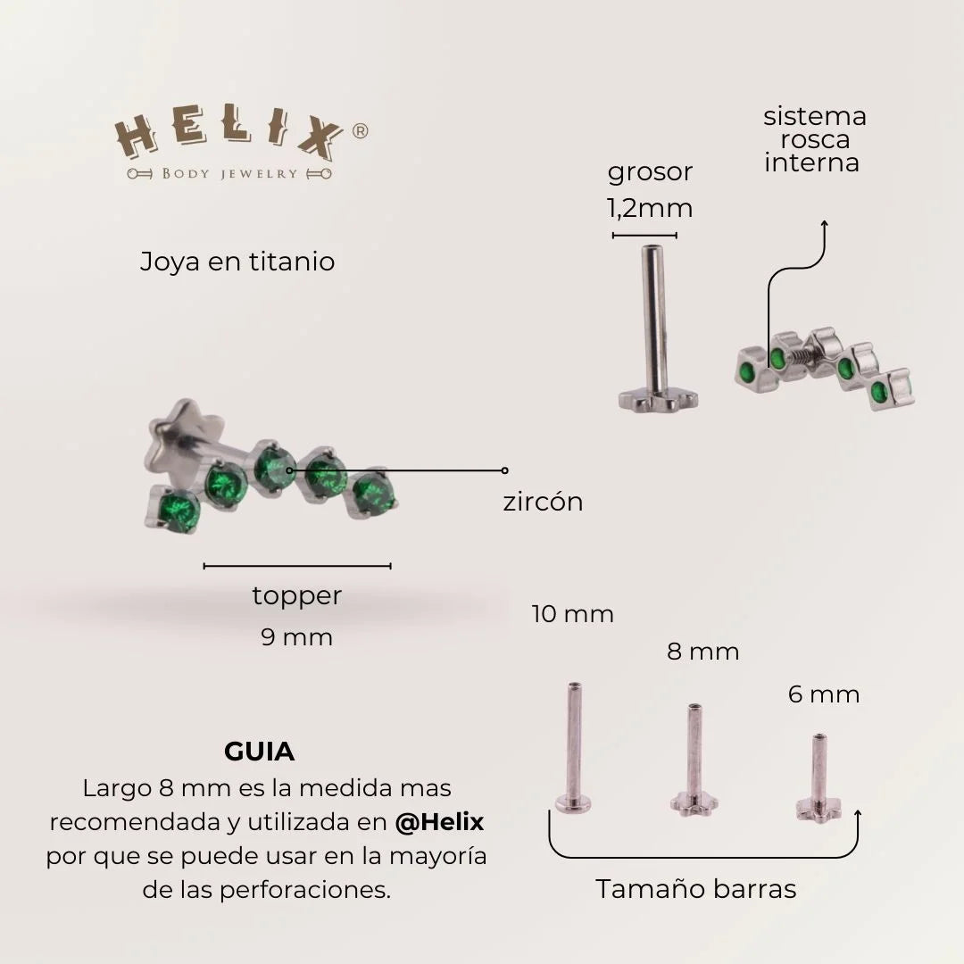 Green Titanium Penta Labret