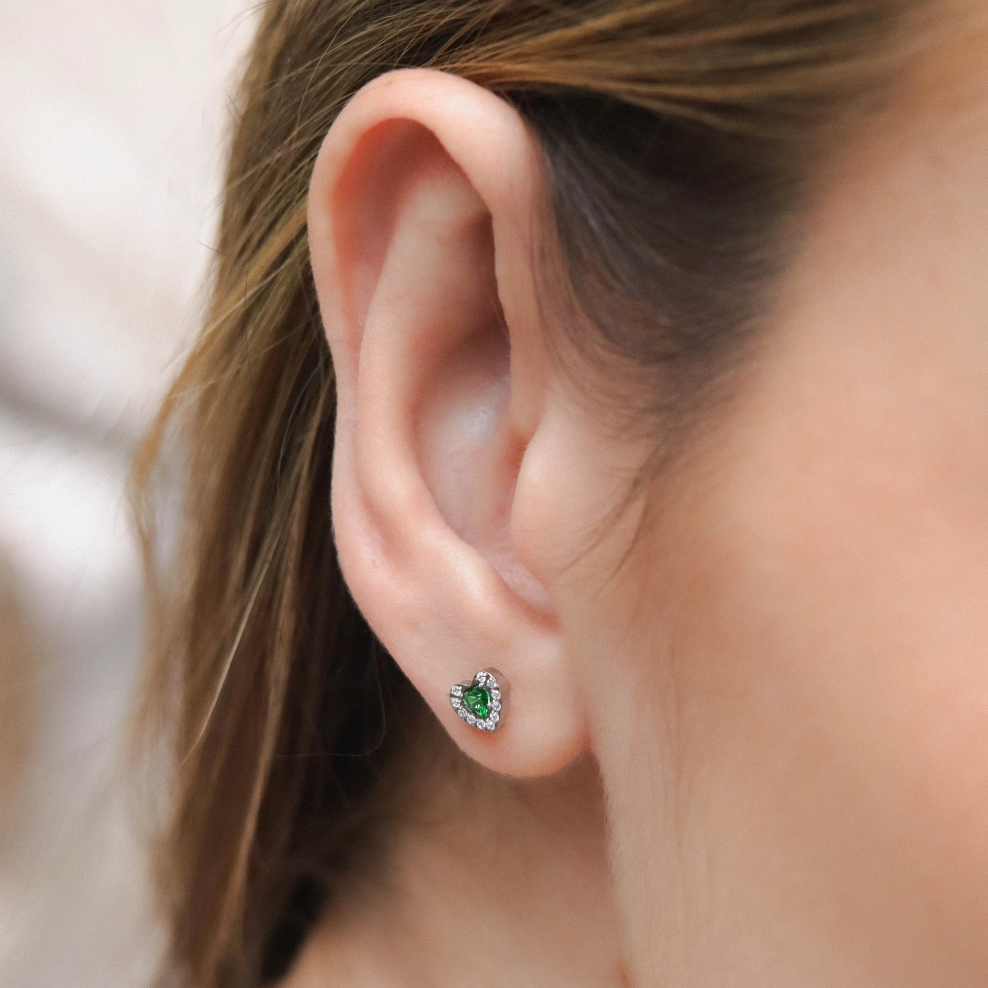 Green Heart Labret in Implant-Grade Titanium