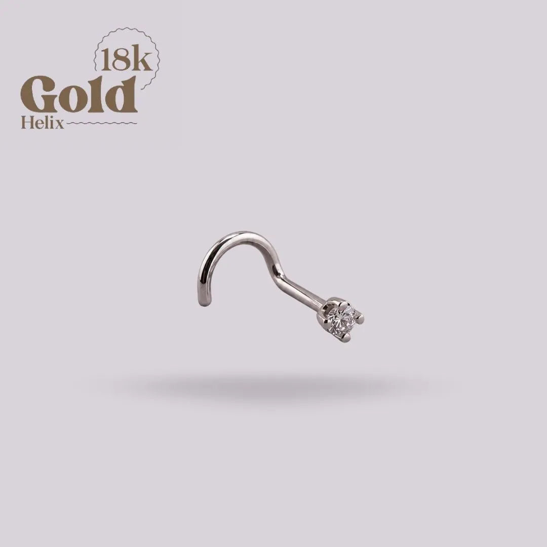 Nostril Espiral en Oro Blanco 18K con Diamante Natural