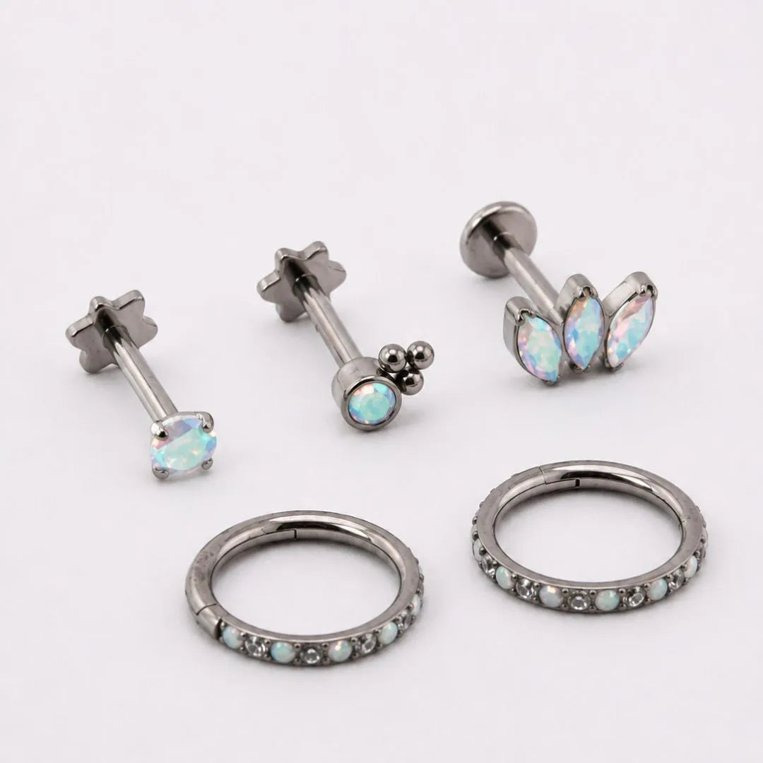 Set de 5 Joyas para Piercing en Titanio Prisma