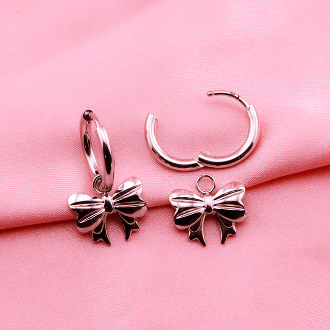 Aretes Candonga con Lazo en Acero Inoxidable – Dorado PVD y Plateado