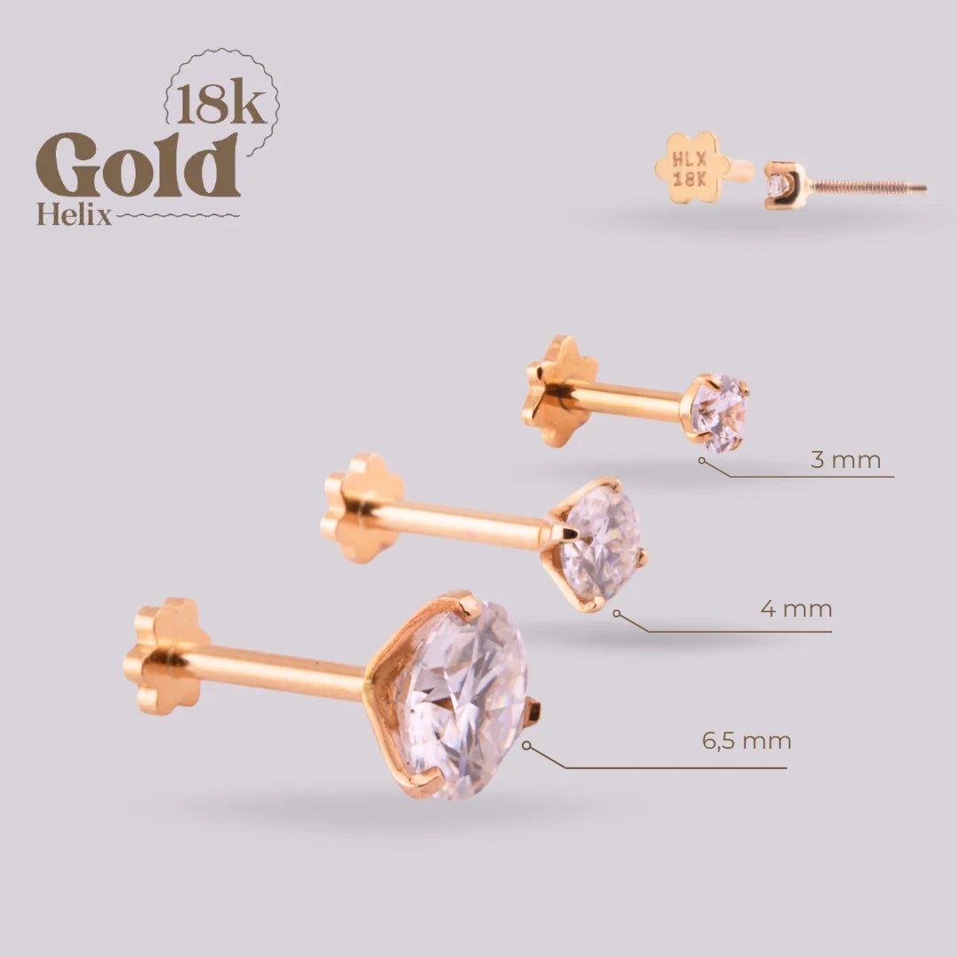 Labret en Oro 18K con Moissanita y Sistema Pin & Twist