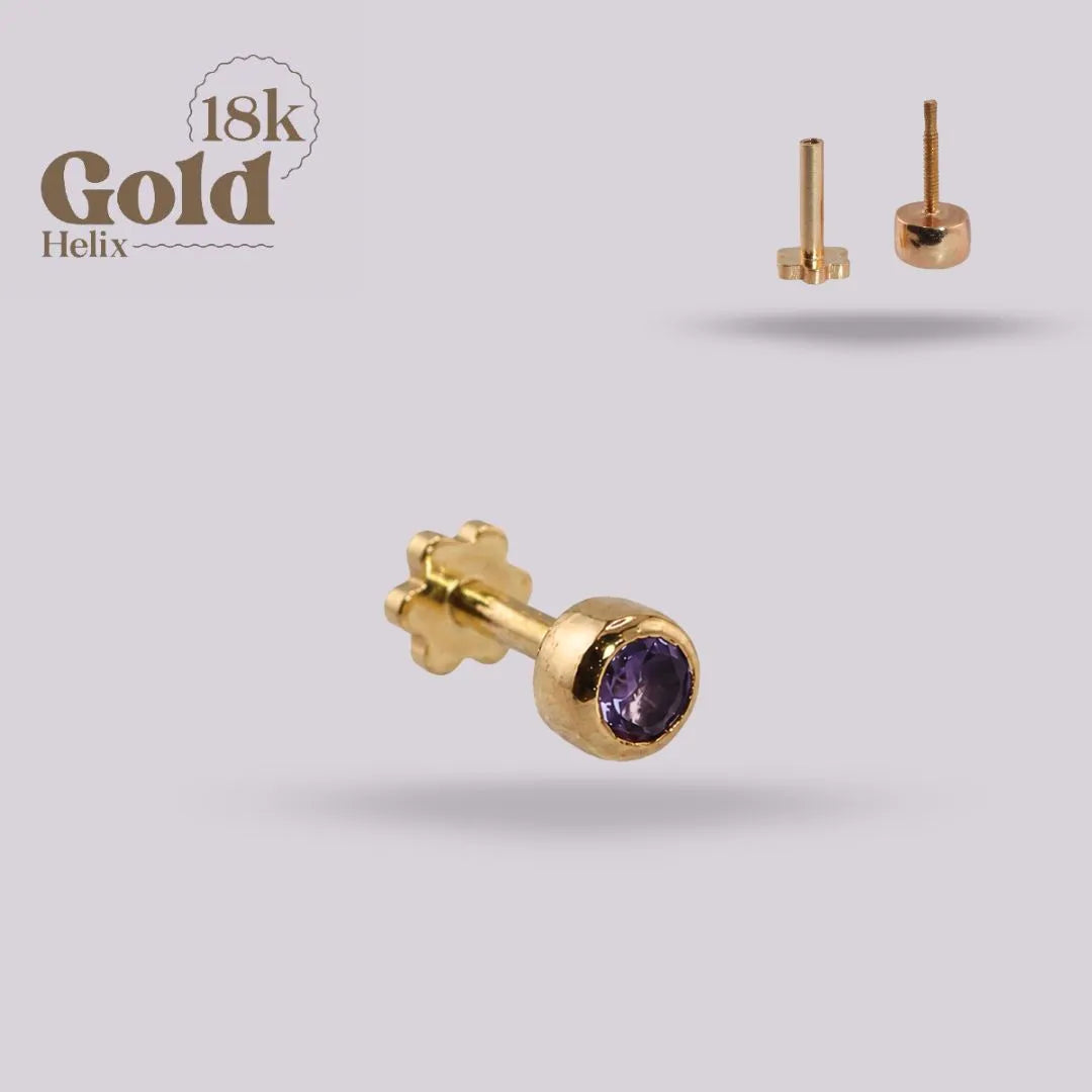 Mini Labret con Tanzanita Violeta Oro 18K