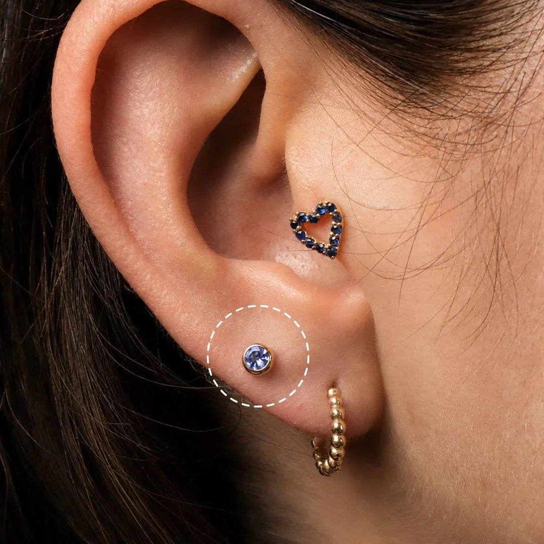 Mini Labret con Tanzanita Violeta Oro 18K