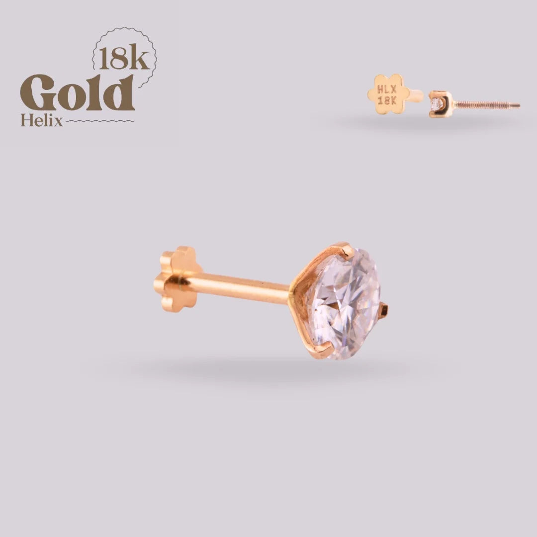 18K Gold Labret with Moissanite and Pin & Twist System
