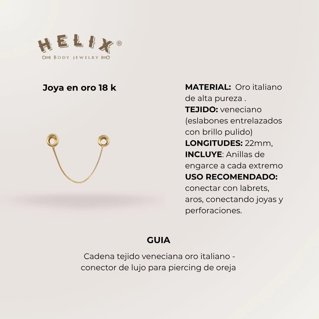 Cadena Corta Oro Italiano Tejido Veneciano – Conector Minimalista