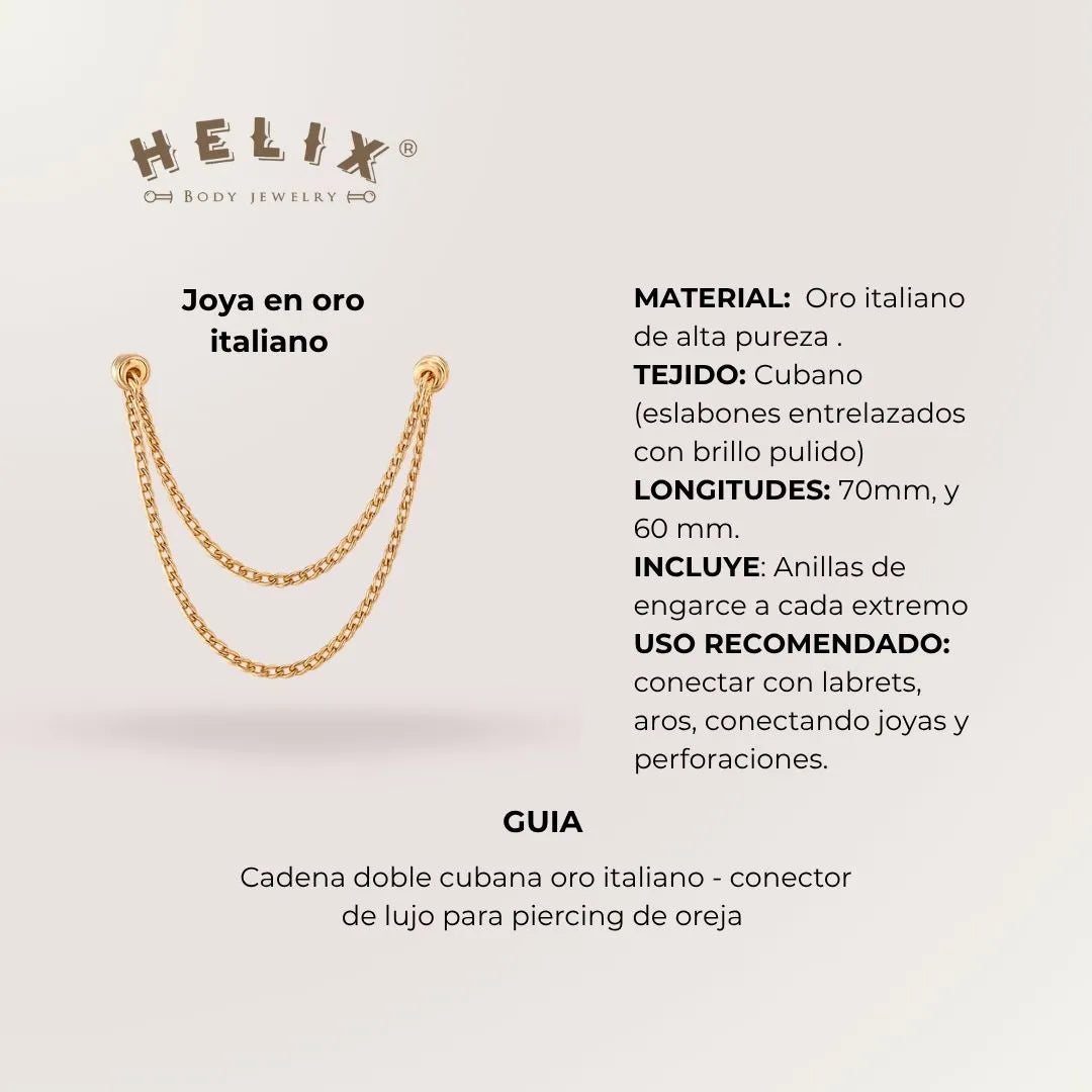 Cadena Doble Tejido Cubano Oro Italiano
