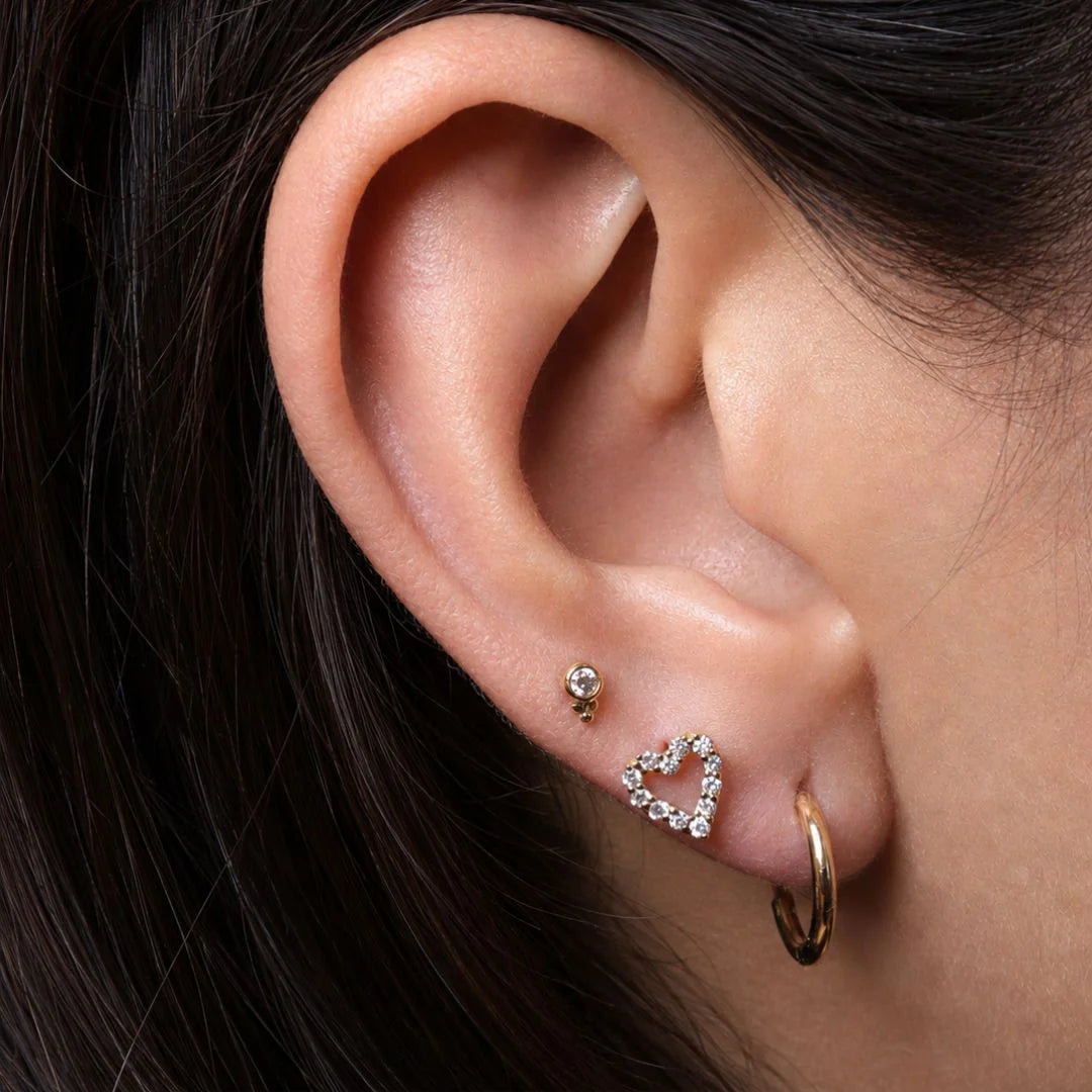 Labret Corazón con Diamantes Oro 18K