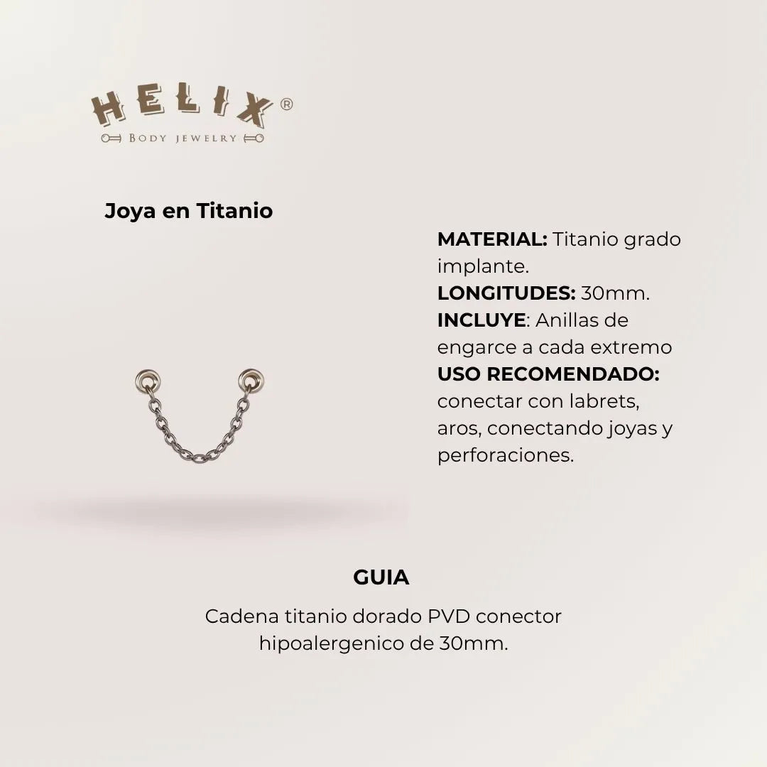 Cadena de Titanio Plateado 30 mm – Grado Implante