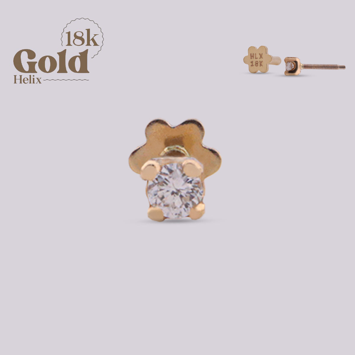 Labret de Oro 18K con Diamante de 2 mm