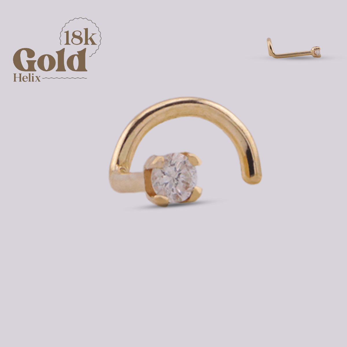 Nostril Espiral en Oro 18K con Diamante Natural