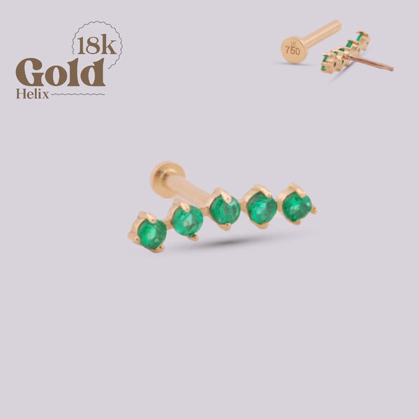 Jewel with five emerald inlays Penta|Gold 18K