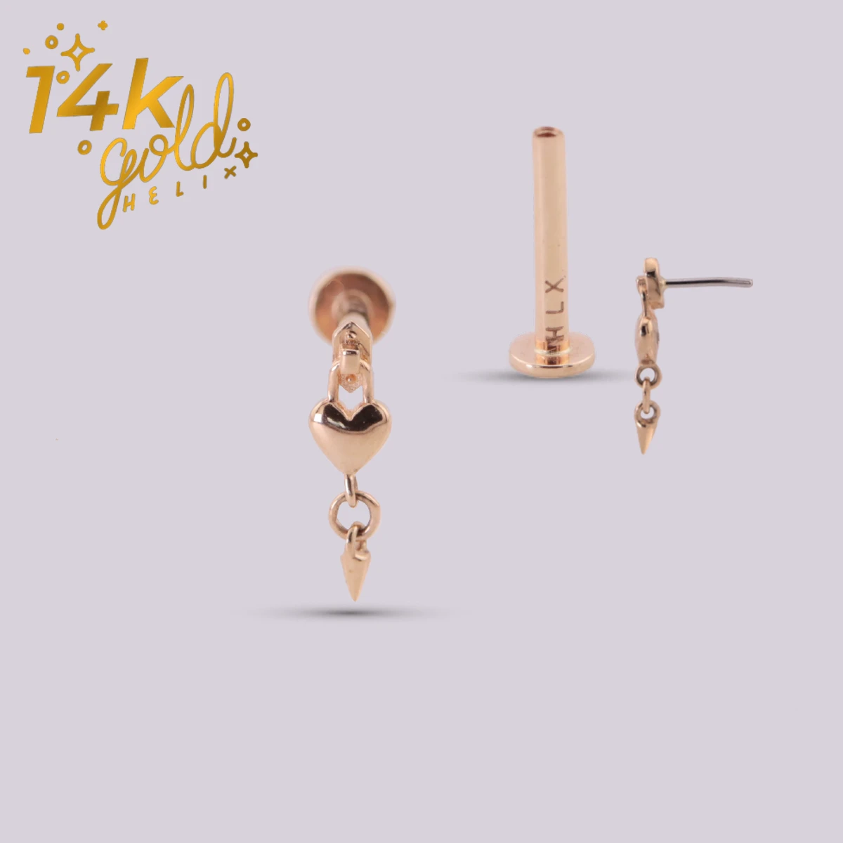 Labret Corazón Colgante Oro 14K