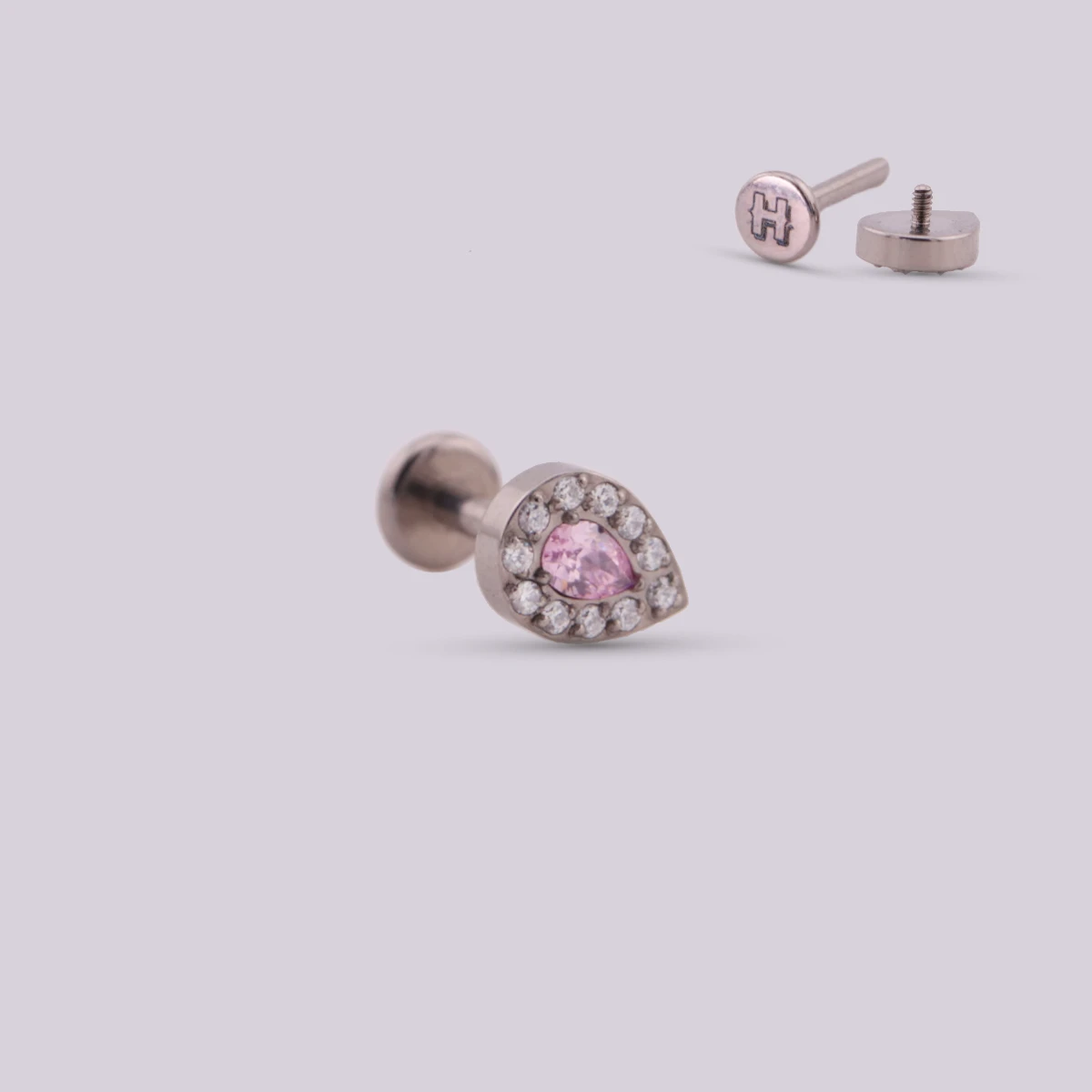 Labret Gota con Zirconia en Titanio – Multicolor