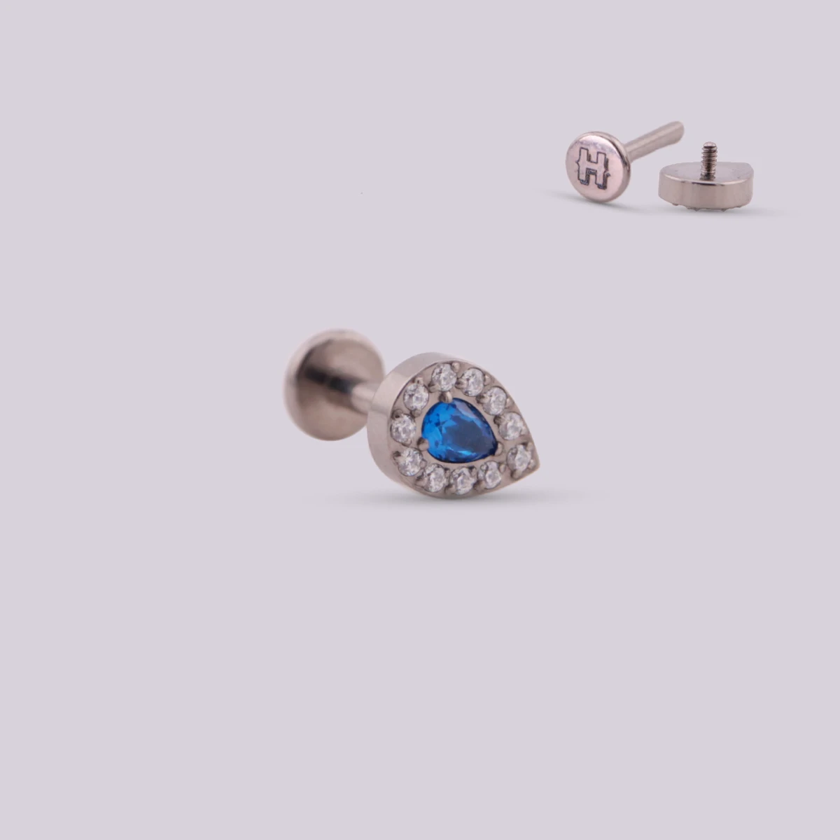 Labret Gota con Zirconia en Titanio – Multicolor