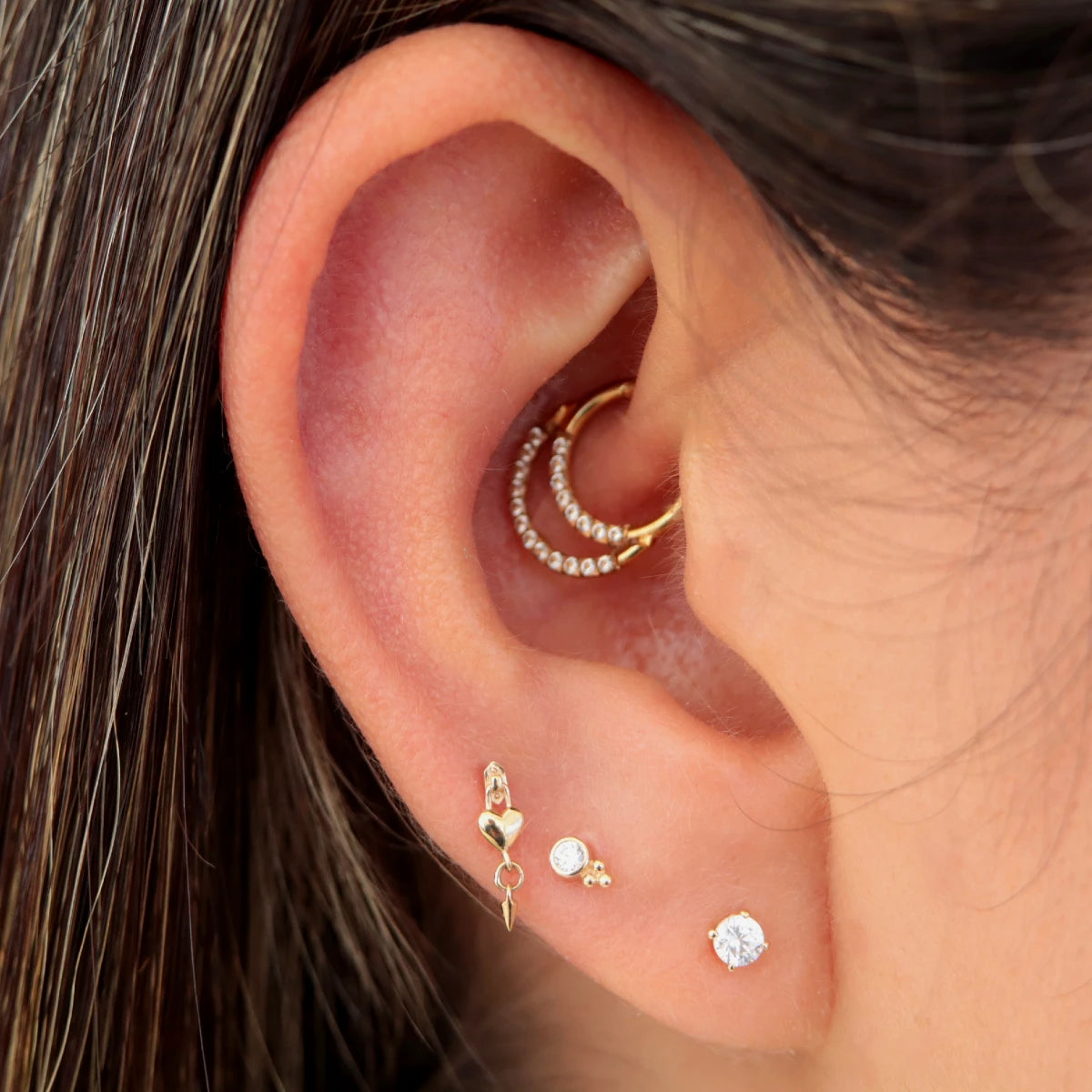 Labret Corazón Colgante Oro 14K
