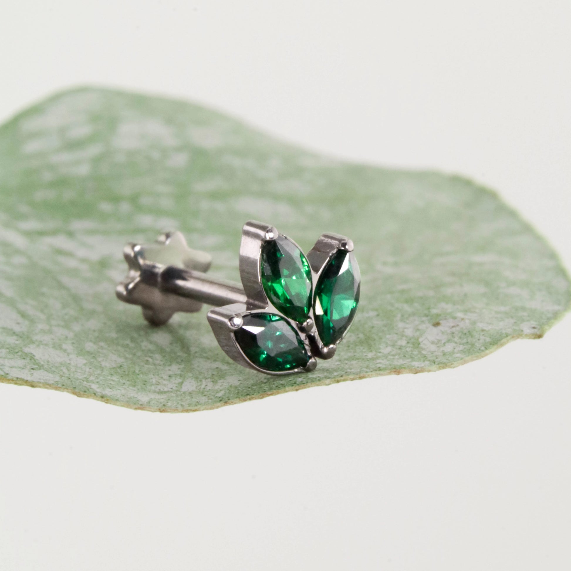 Marquise Green Titanium Labret