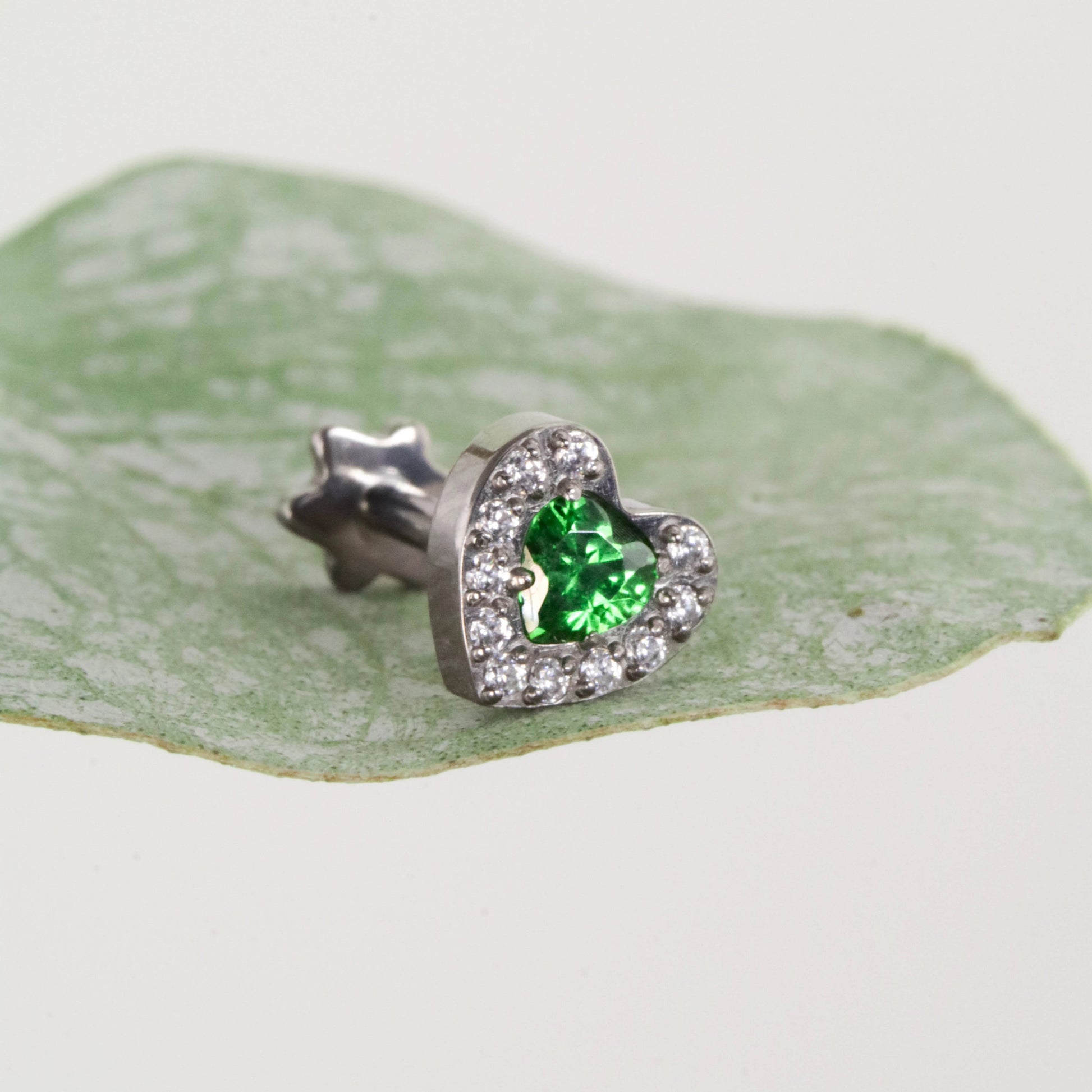 Green Heart Labret in Implant-Grade Titanium
