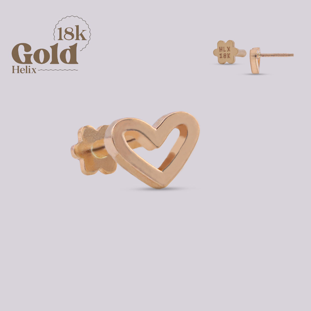 Labret Corazón en Oro 18K