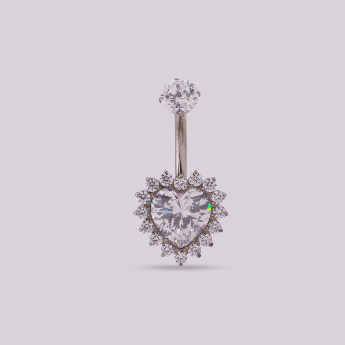 Titanium Heart Queen Belly Button Ring with Zirconia