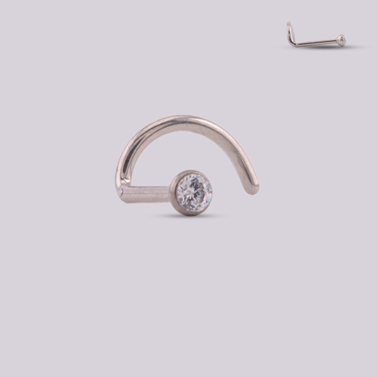 Nostril Espiral Plateado en Titanio