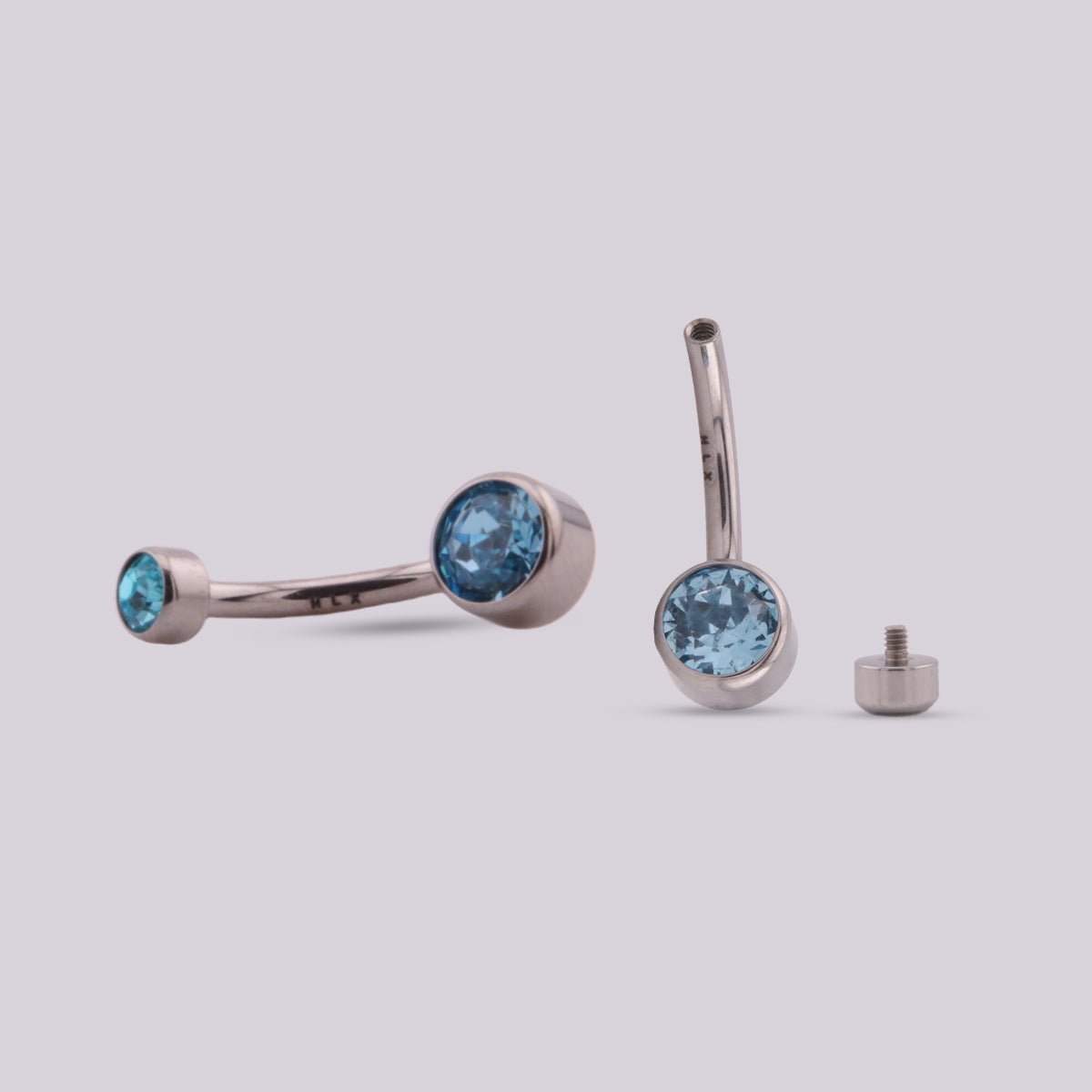 Labret para Ombligo Crystal en Titanio – Plateado