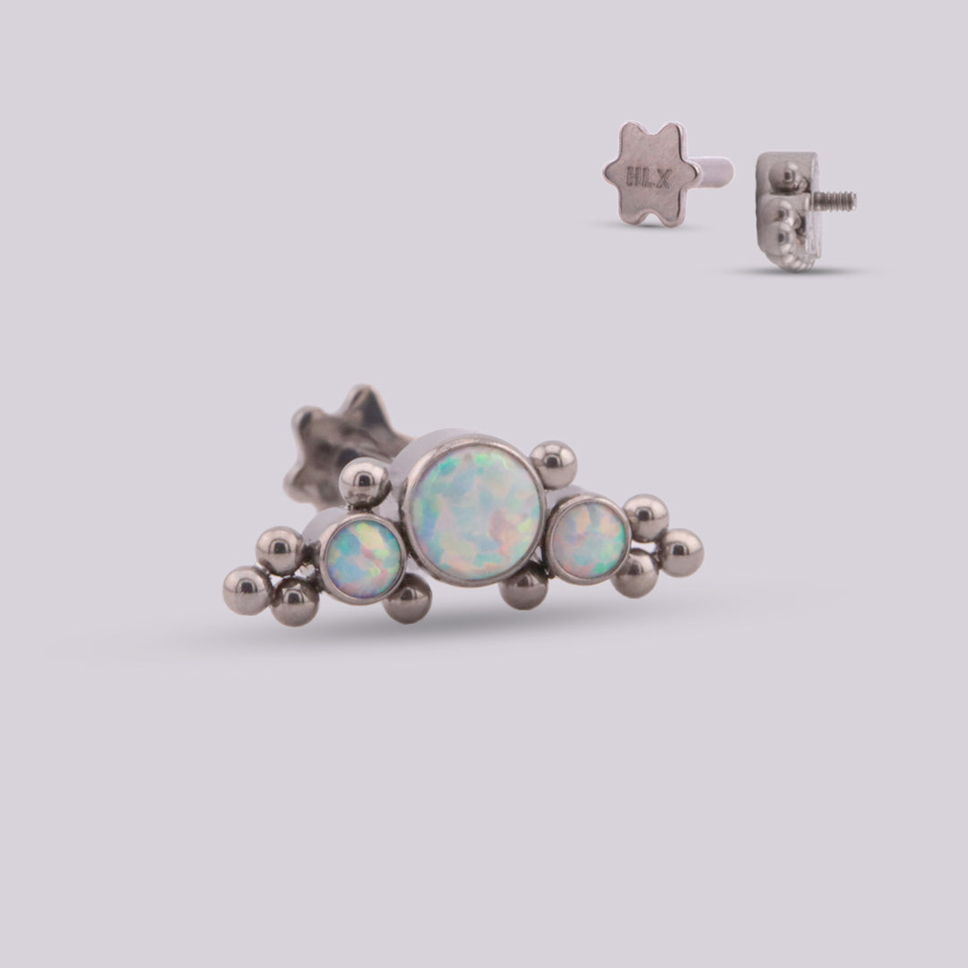 Labret Fancy en Titanio con Ópalos