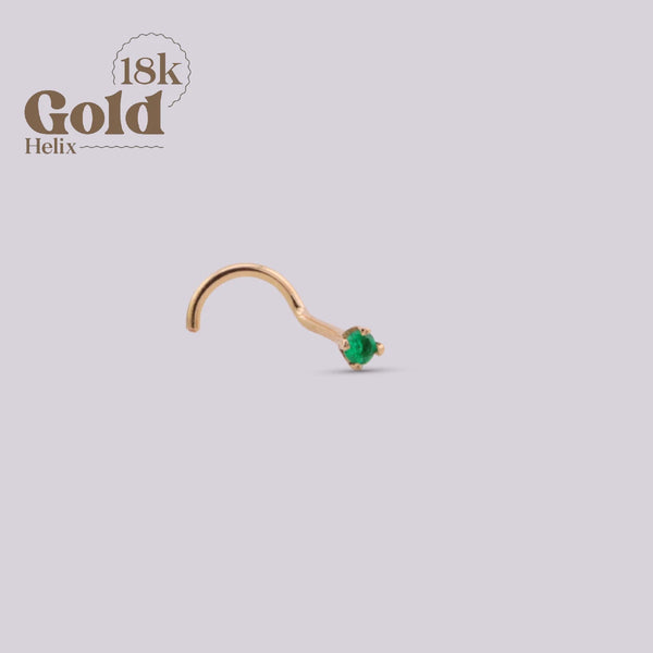 Nostril jewel with Colombian emerald | Gold 18K