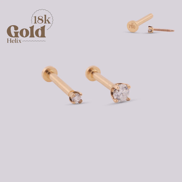 Diamond stud earring |Gold 18K