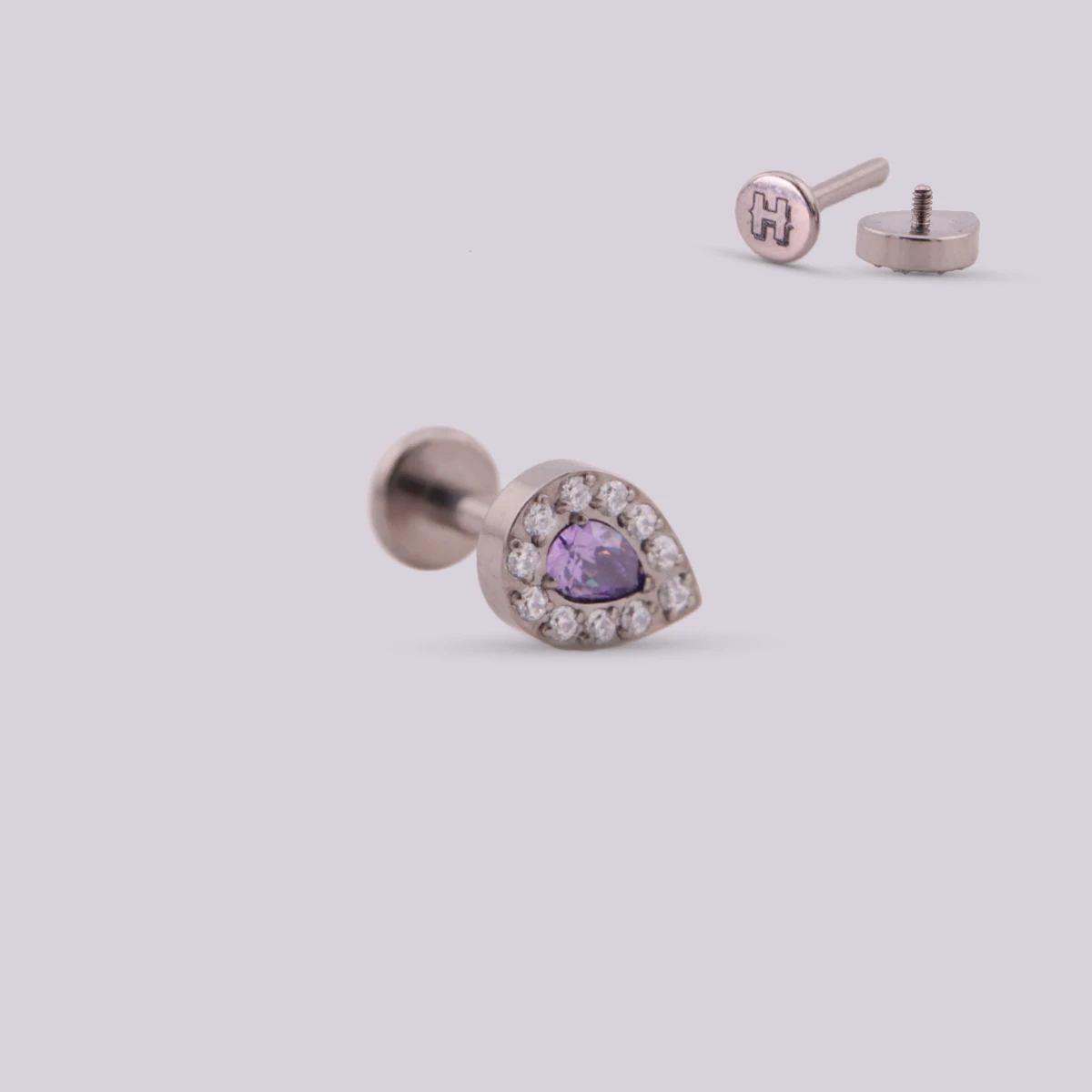 Labret Gota con Zirconia en Titanio – Multicolor