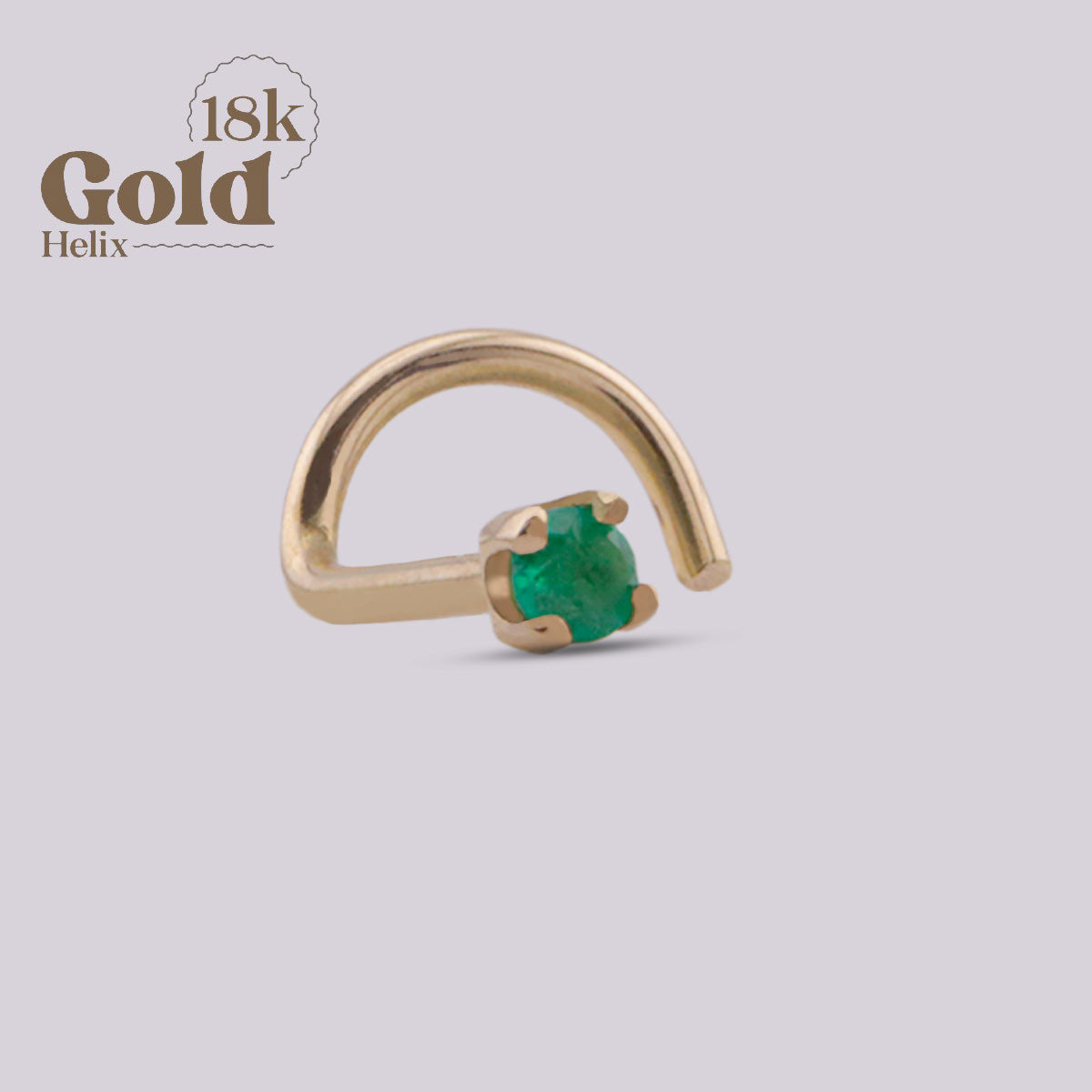 Nostril Espiral con Esmeralda Colombiana en Oro 18K