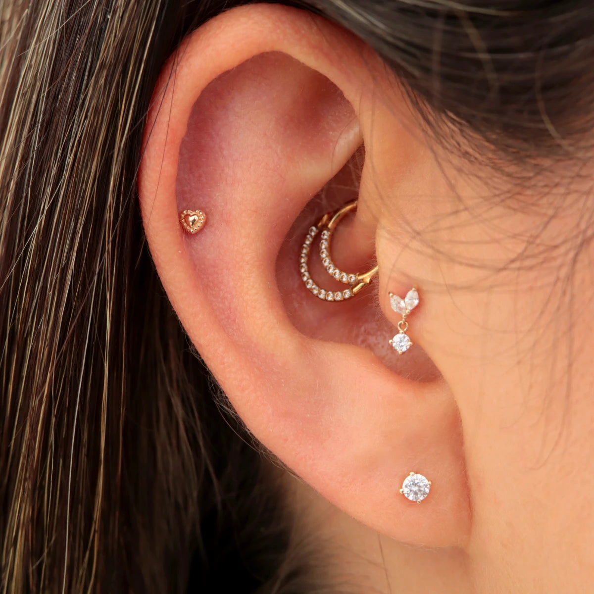 Labret Aroa Luxury Oro 14K con Cristales Swarovski