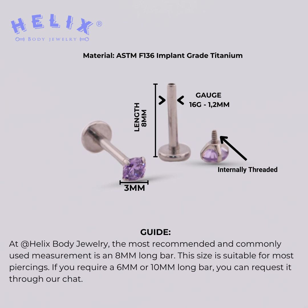 Labret Sparkly Colors en Titanio – Aqua