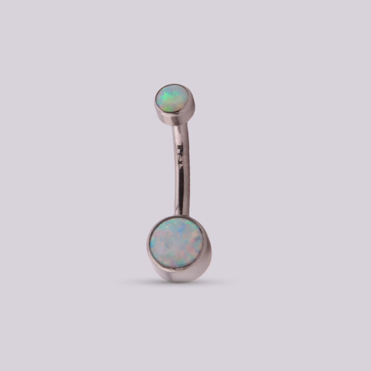 Iridescent Opal Titanium Belly Button Ring - Silver