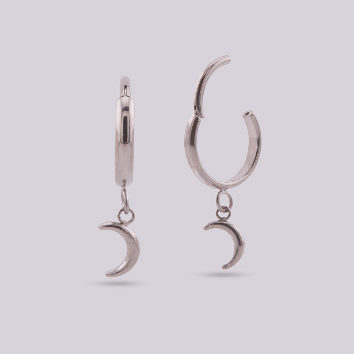 Aretes Colgantes de Luna en Titanio