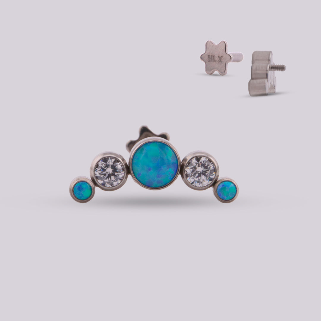 Labret Pacific en Titanio con Ópalos Azules