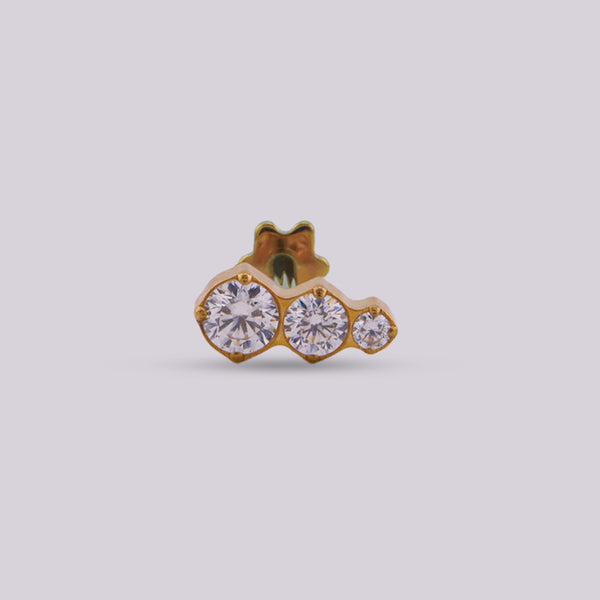 Gold Titanium Piercing with Graduated Cubic Zirconia- Mina Gold