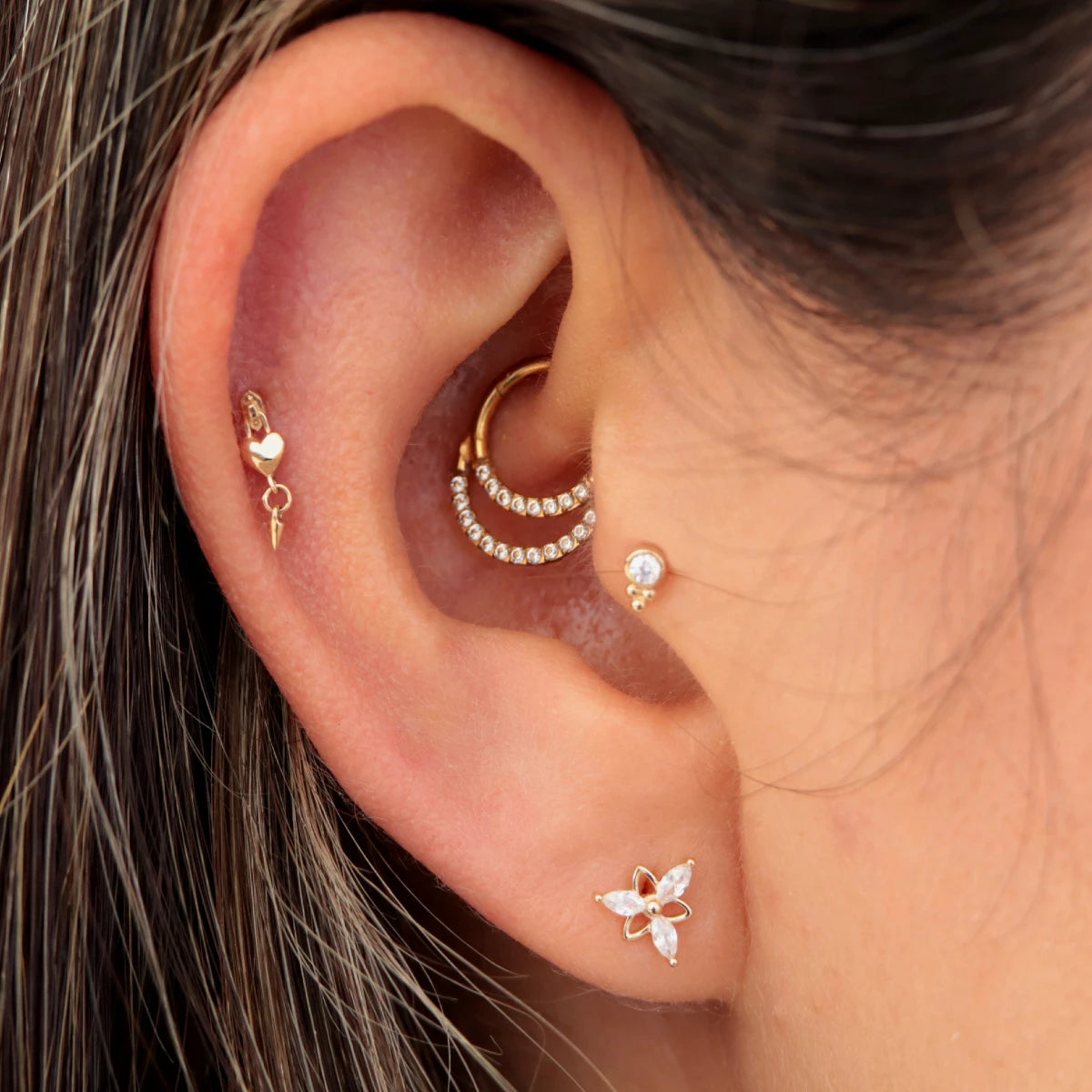 Labret Mini Luxury Oro 14K con Swarovski