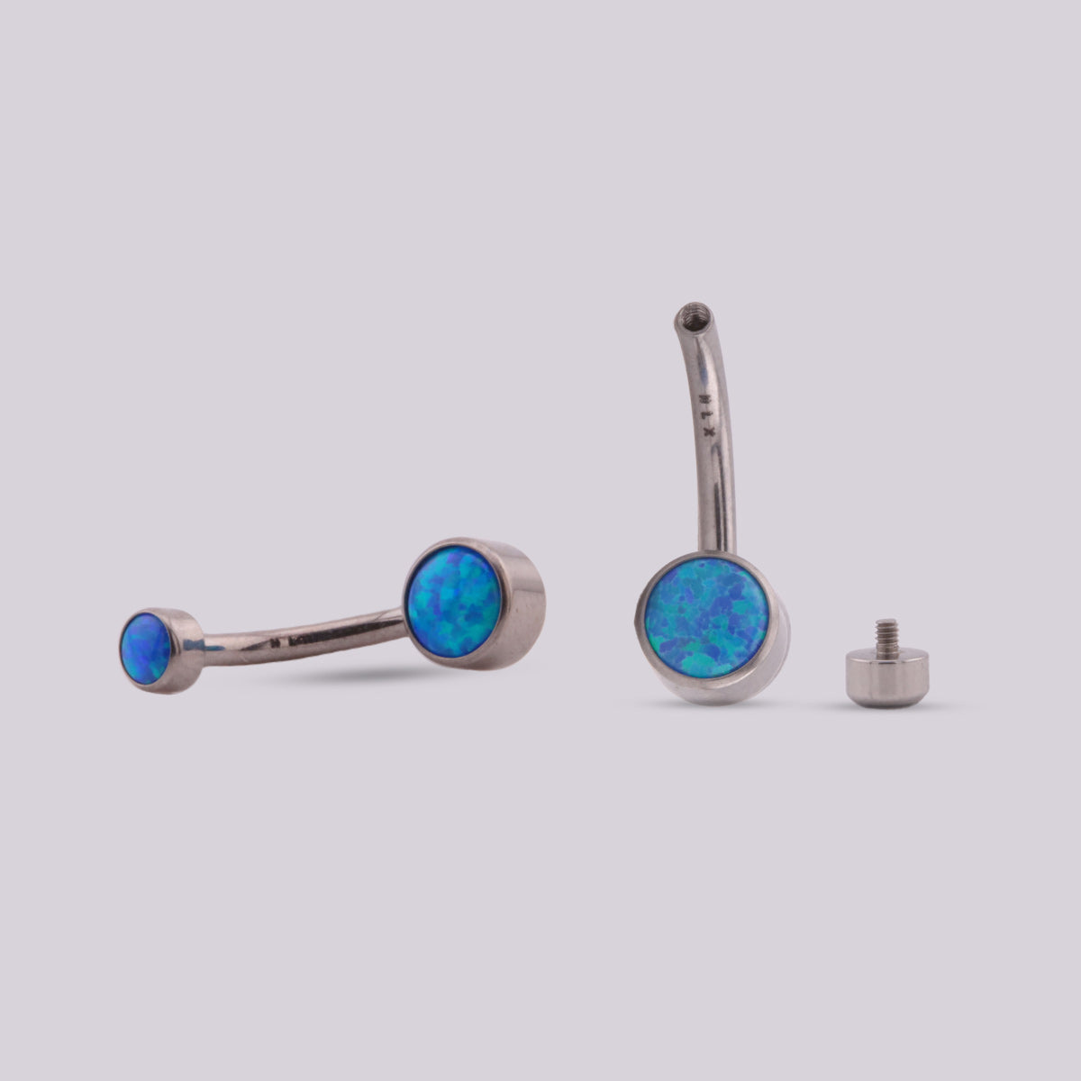 Titanium Belly Button Ring with Blue Opal