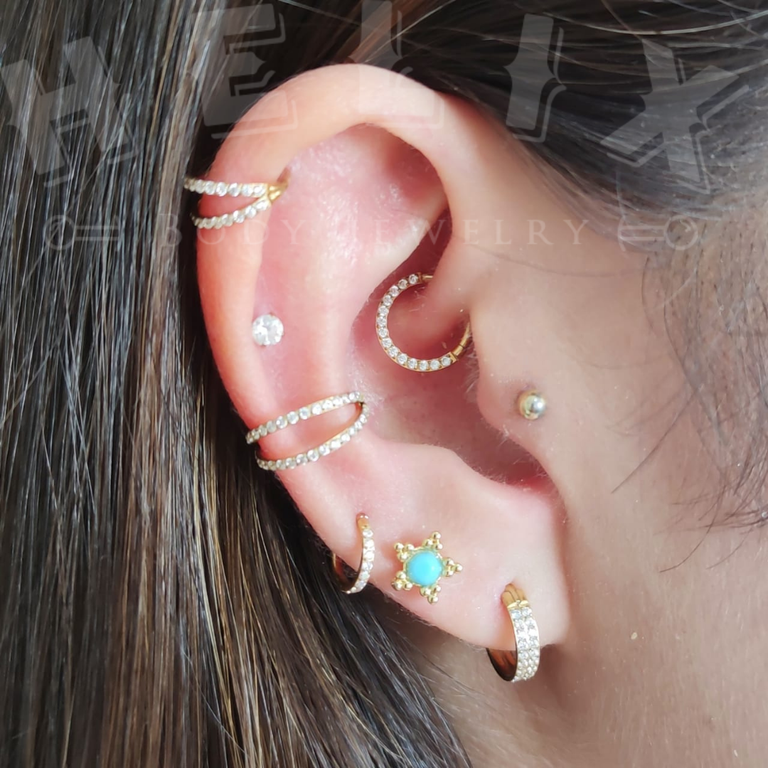 Aro Clicker Frontal Zircon Oro Rosa en Titanio
