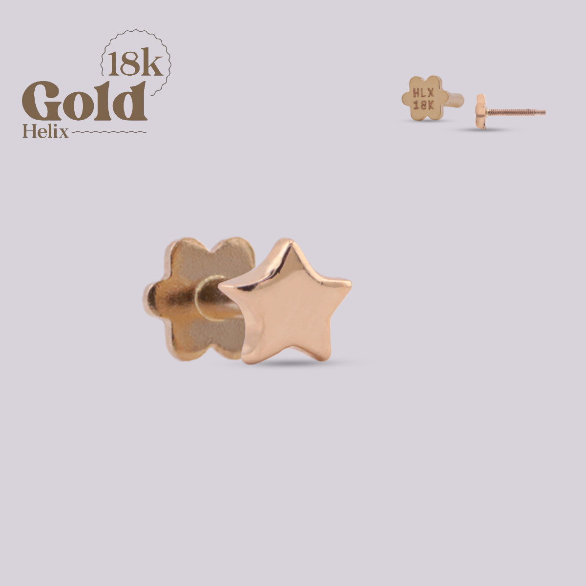 18K Gold Star Labret Pin & Twist