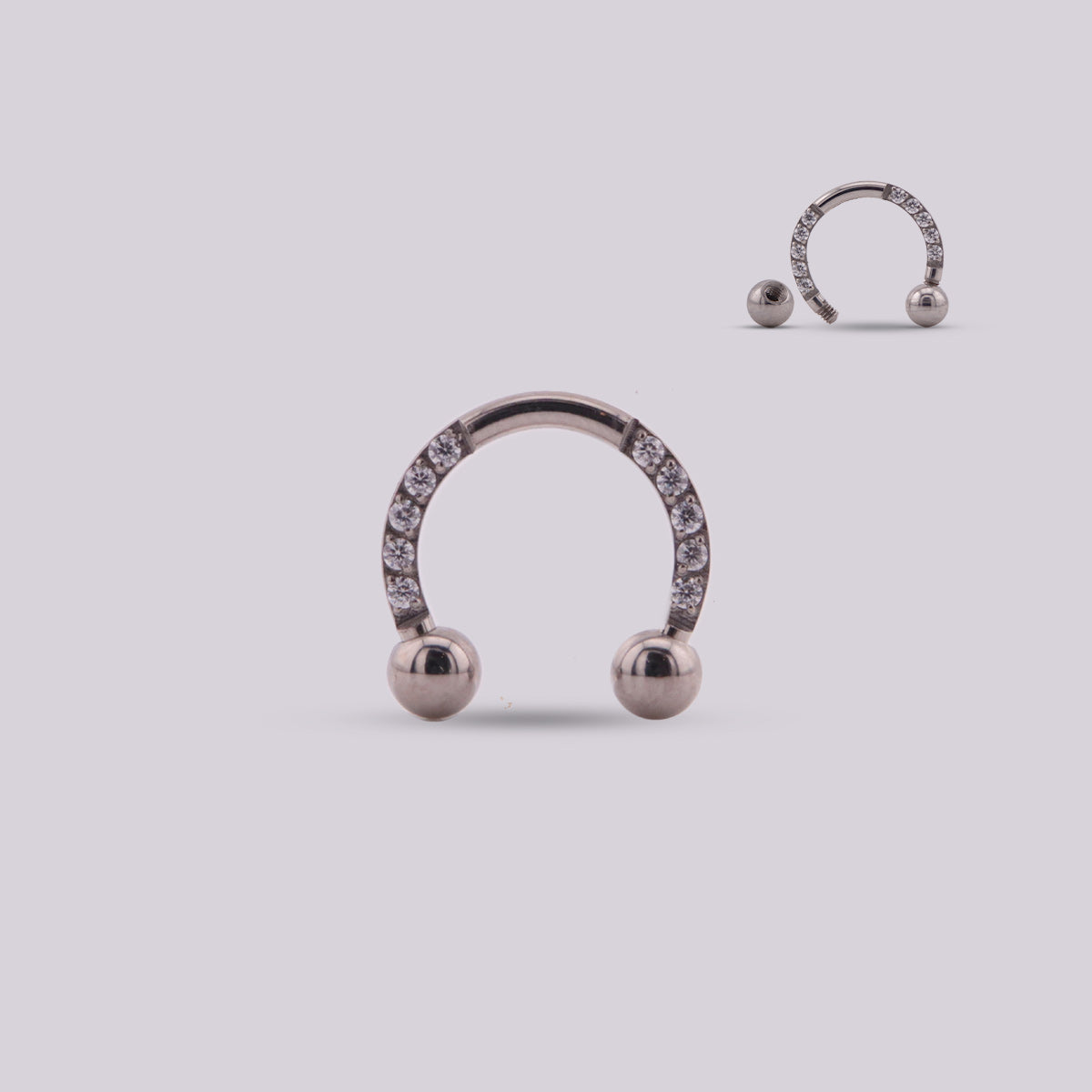 Aro Herradura en Titanio con Zircones