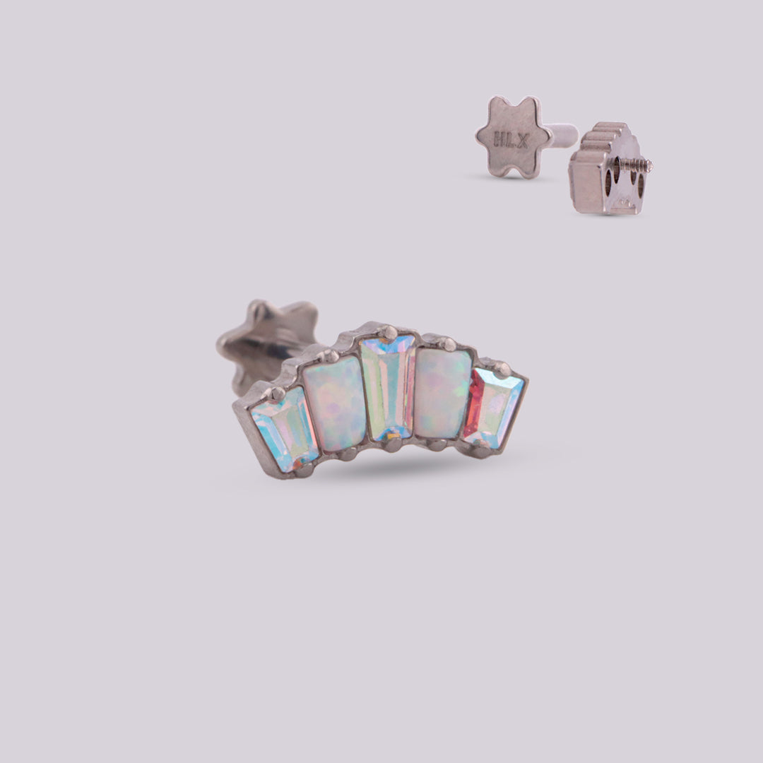 Labret Dinasty en Titanio con Ópalos y Zirconia