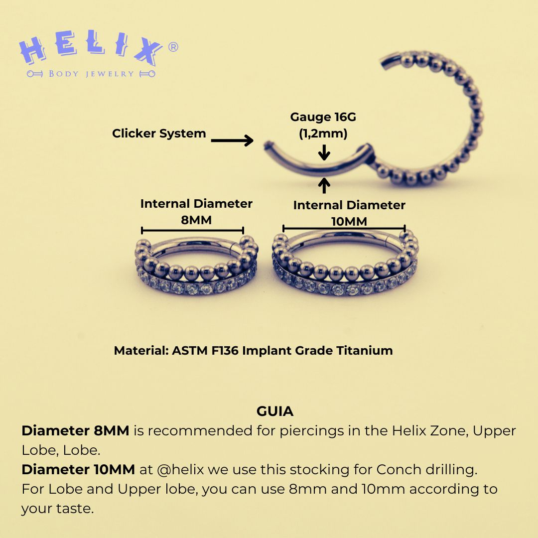 Aro Clicker Teia en Titanio – Dorado y Plateado