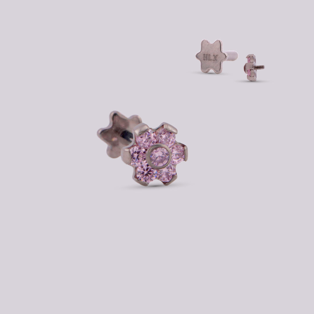 Labret Primavera en Titanio con Flores