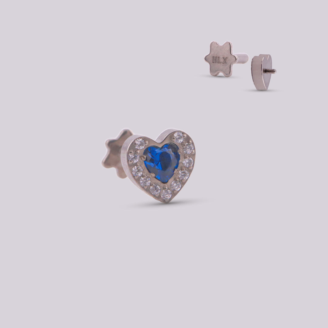 Blue heart-shaped earring